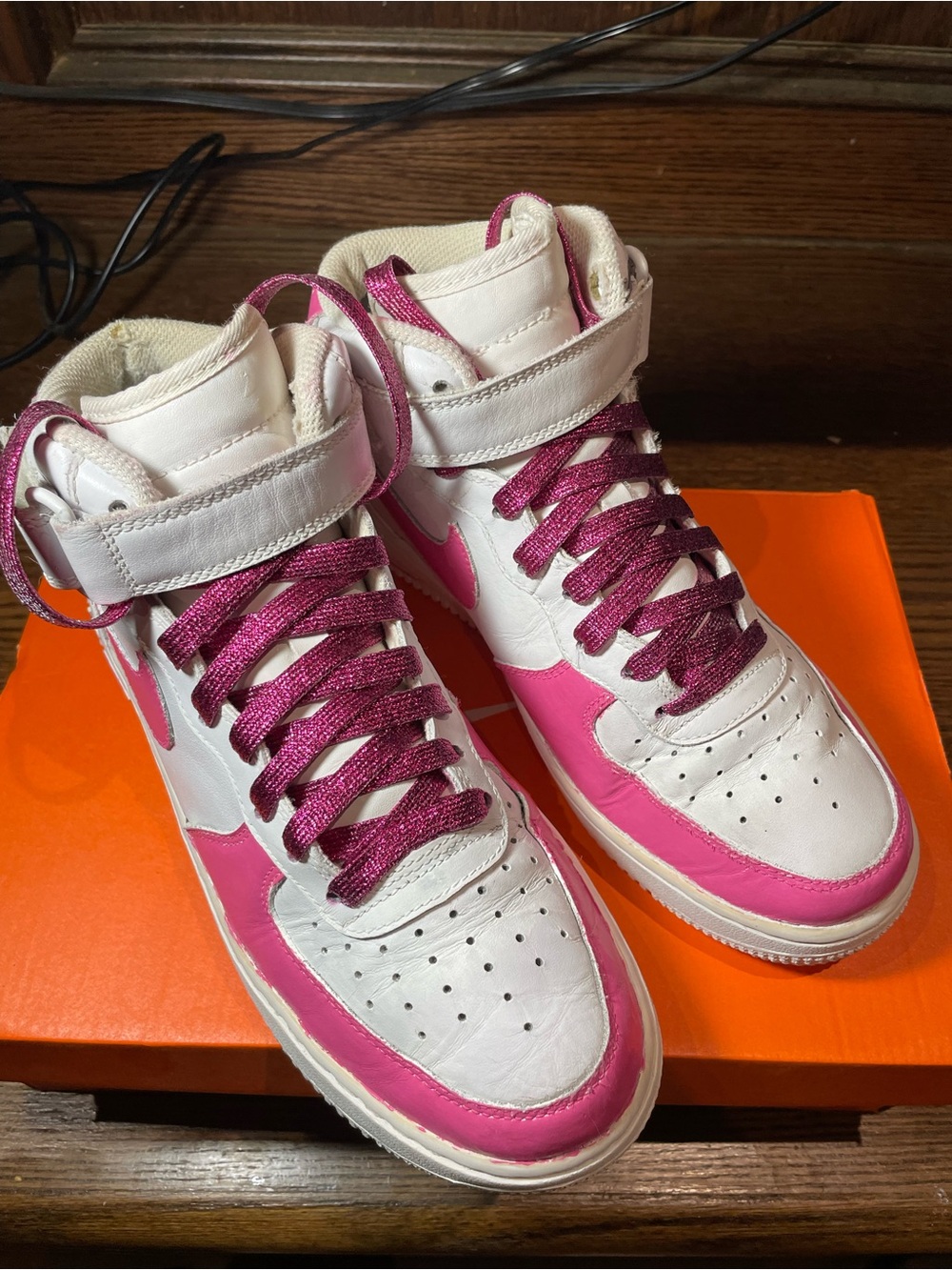 Nike Air Force 1 White Custom painted Pink Women’s Shoes US 9.5 EUR41 Authentic - Picture 5 of 16